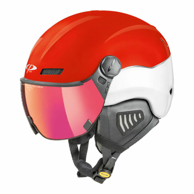 12728 CP New Camurai red white skihelm met vizier 