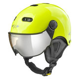 CP Carachillo XS skihelm fluo geel glimmend - kinder skihelm met spiegel vizier - dames skihelm met vizier - kinder ski