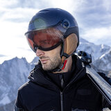 kask elite carbon brown skihelm met vizier visier