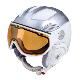 Skihelm Slokker Raider Free lady - silver white - Photochromic Polarized Visor (☁/☀/❄)