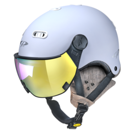 CP Carachillo Cashmere white matt ski helmet - photochromic Visor (4 Choices)