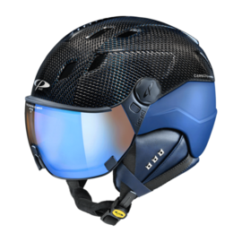 CP Corao+ Carbon ski helmet black blue shiny - photochromic & polarized visor (3 Choices) - very safe
