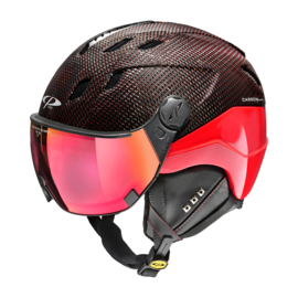 CP Corao+ Carbon ski helmet black red shiny - photochromic & polarized visor (3 Choices) - very safe
