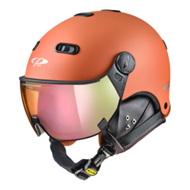 CP Carachillo Cashmere orange matt ski helmet - photochromic & polarised Visor (4 Choices)
