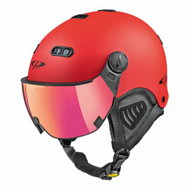 CP Carachillo red matt ski helmet - photochromic & polarised Visor (4 Choices)