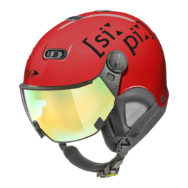CP Carachillo XS ski helmet red shiny - helmet with mirror visor (☁/❄/☀)