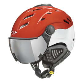 CP Camurai Ski helmet with visor red-white | Extra safe! | single mirror visor