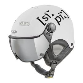 CP Carachillo XS ski helmet white satin - helmet with mirror visor (☁/☀)
