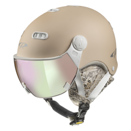 CP Carachillo Cashmere Ski helmet with visor creme phyton | Extra safe! | polarised & photochrome visor