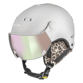 CP Carachillo Leo Ski helmet with visor white | Extra safe! | photochrome visor