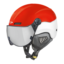 CP New Camurai ski helmet red white - single mirror visor