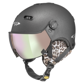 CP Carachillo Leo Ski helmet with visor black | Extra safe! | photochrome visor