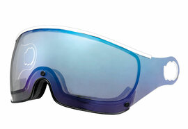 Mango Ski helmet Visor Photochromic - flash blue mirror cat. 1-2 (☁/❄/☀) - white frame