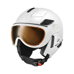 SLOKKER RAIDER SKIHELM - PRO WHITE - MEEKLEUREND POLARIZED VIZIER CAT.2 - (☀/☁)